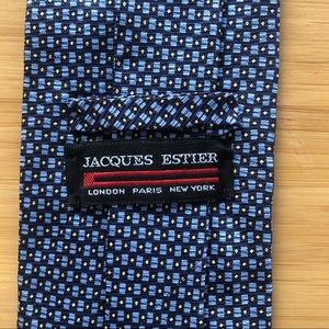 Jacques Estier Silk Neck Tie In Mixed Blue Pattern